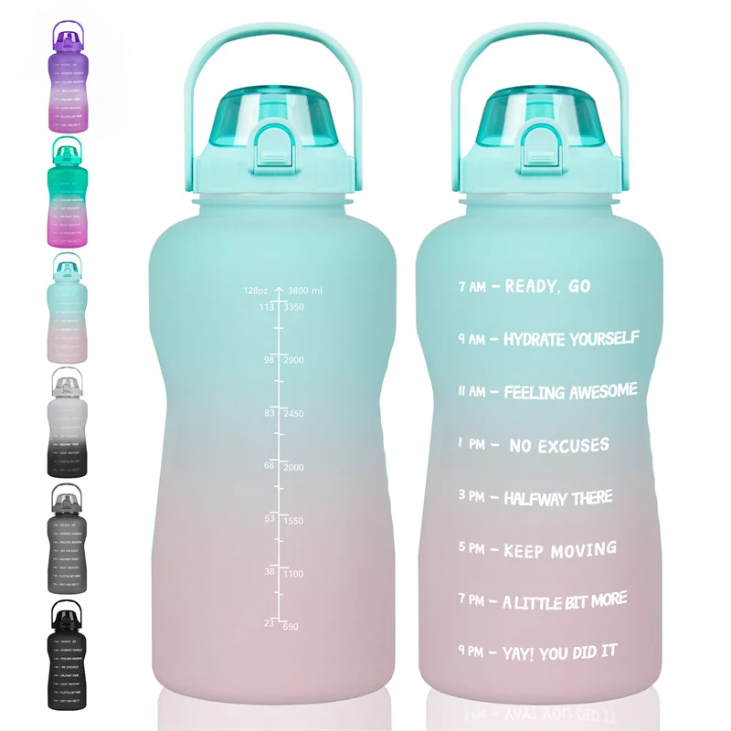 

2.2L Gallon Motivational Drinking Bottle with Time Marker & Straw Water Bottle BPA Free Portable Leakproof Water Jug for Sports