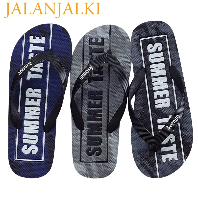 

JALANJALKI Fashion Summer Men Slippers Outdoor Non-slip Flat Sole Men Flip-flops Male Beach Men Shoe Male Basic Sandals Soft EVA