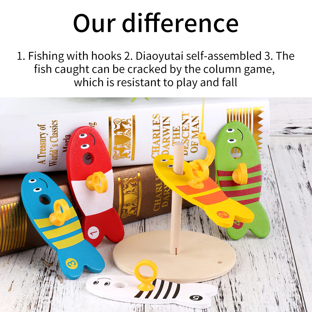Wooden Educational Fishing Toy Montessori Game Set Kids Nested Column Shape Match Busy Board Nest Fish Digital | Игрушки и хобби