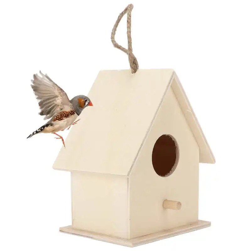 

Innovative Wooden Birdhouse Natural Safe Durable Small DIY Wooden Small Bird House Bird Cage Home Decoration