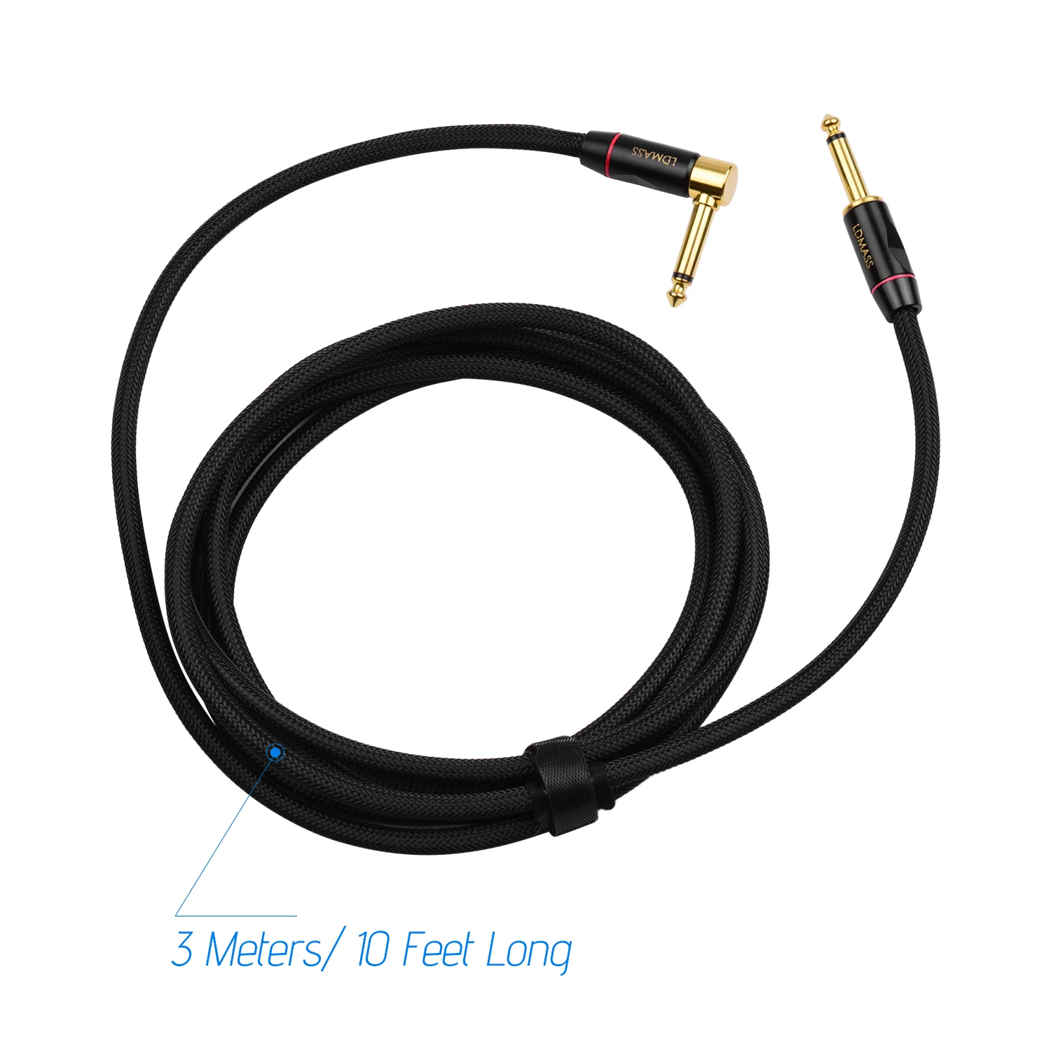 

Audio Cable Cord 1/4 Inch 6.35mm Gold-plated Straight to Right-angle TS Plugs for Electric Guitar Bass Mixer Amplifier Equalizer