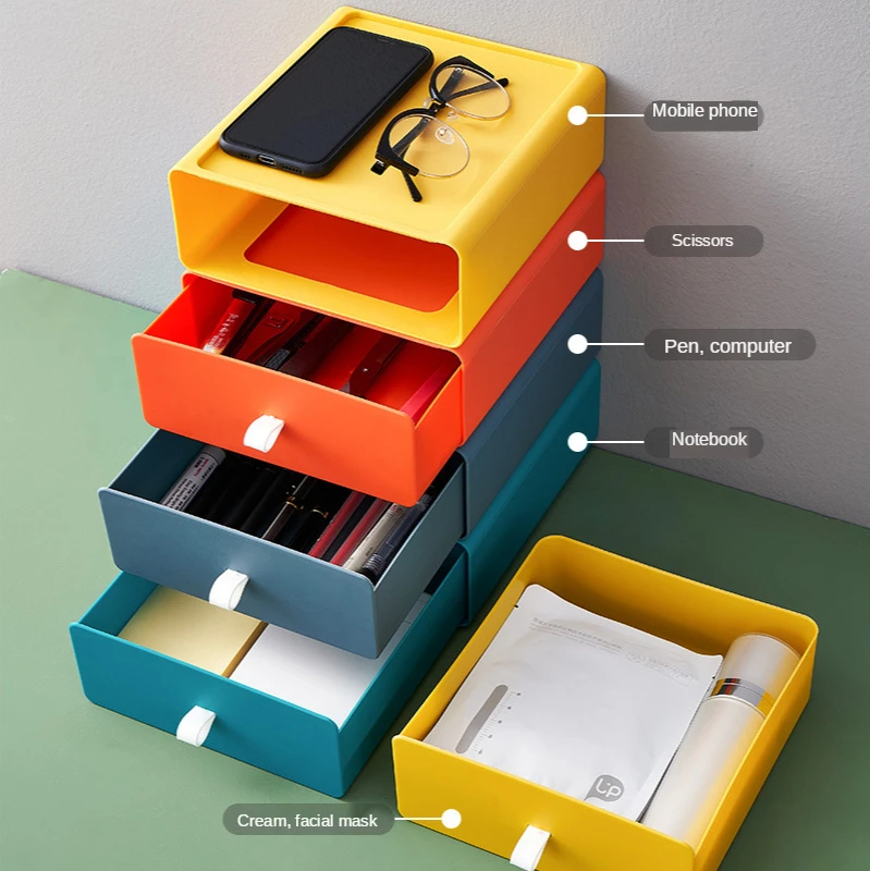 

Home Office Multi-layer Stackable Drawer Storage Box Bathroom Desktop Finishing Rangement Organizador Kitchen Plastic Organizer