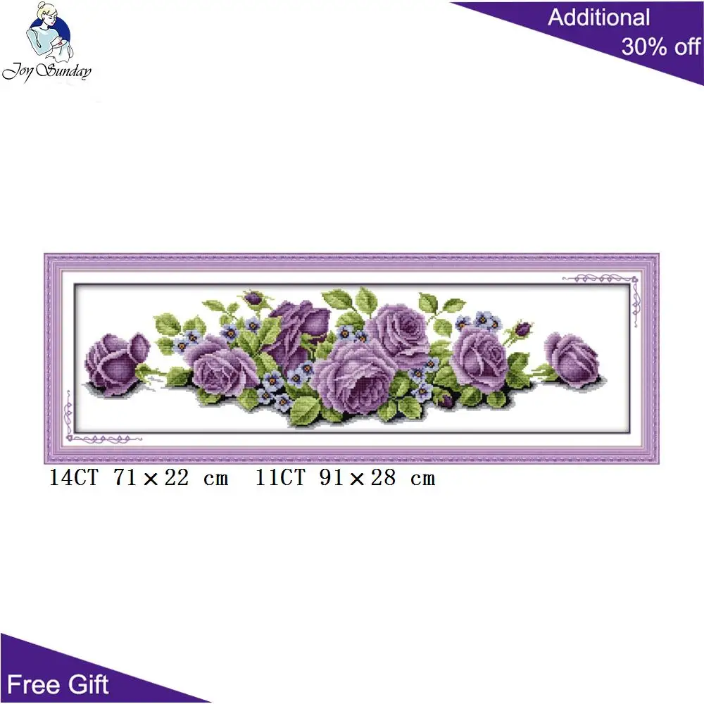 Joy Sunday H030(1)(2) Счетный и штампованный домашний декор длинная серия розы Розовый Фиолетовый Вышивка крестом узоры Наборы для вышивания