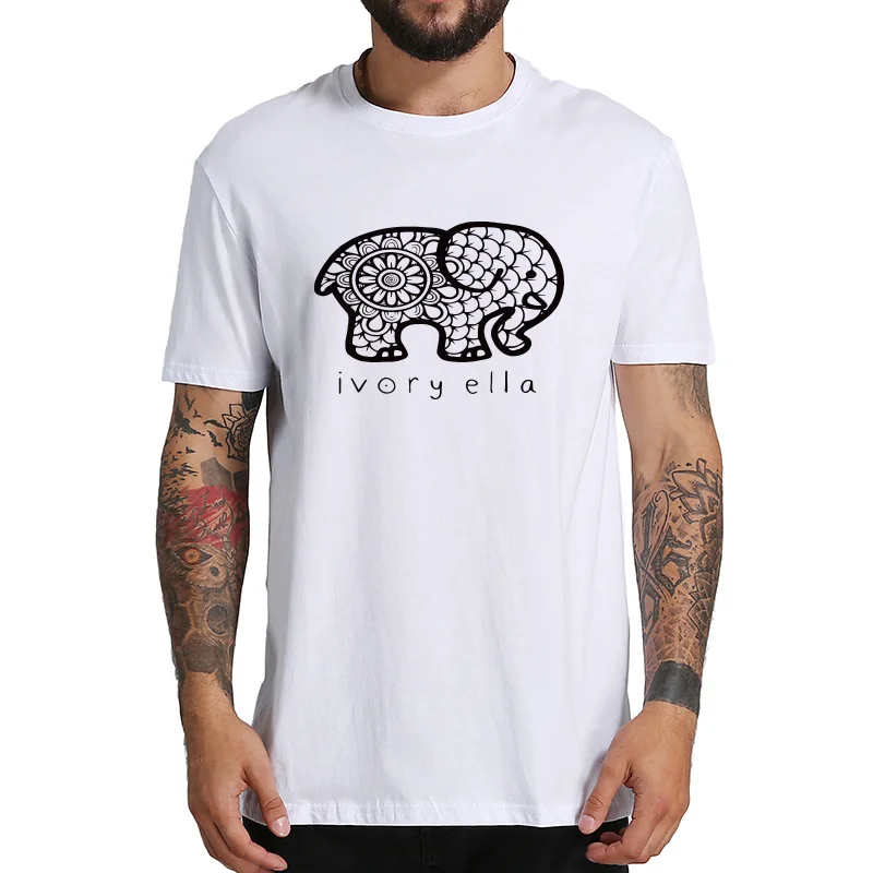 Ivoryella со слоном Новинка футболка для девочек с изображением цветов слона дизайн