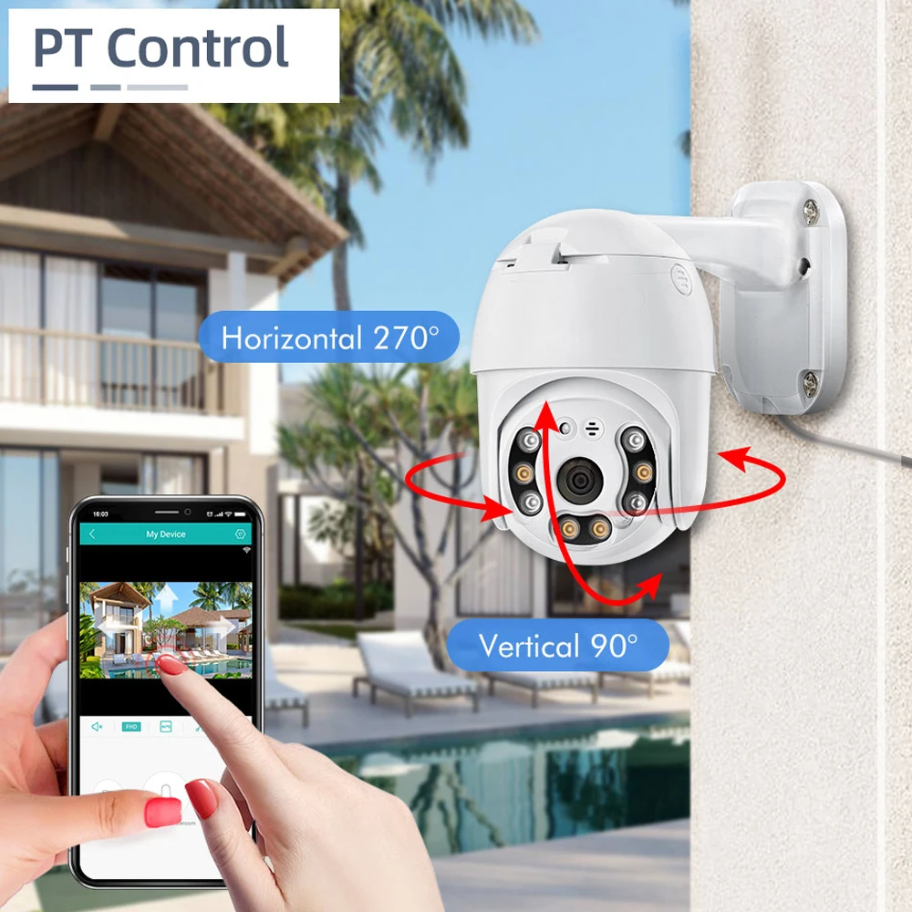 IP-камера MISECU H.265 1080P POE PTZ наружная двухсторонняя запись звука полноцветное ночное