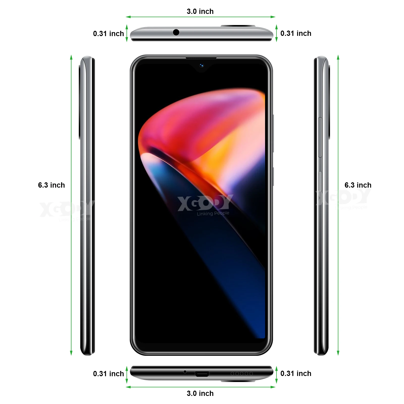 xgody 3g mobile phones 6 inch celular android 6 0 1gb ram 8gb rom mtk6580 quad core 5mp camera gps wifi face id smartphone free global shipping