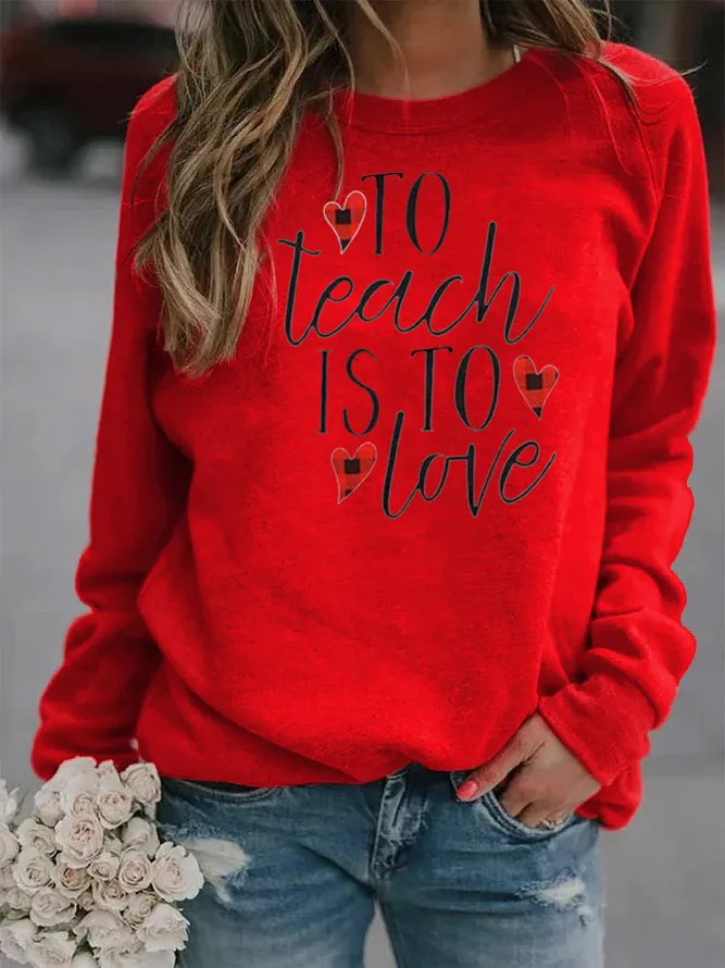 

to teach to love Letter Printed Hoodies Women Fleece Long Sleeve O Neck Loose Sweatshirt Girls Women Hoodie Pullovers Winter