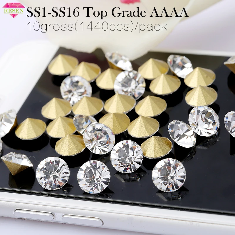 RESEN высшего качества AAAA SS1 SS16 чешское Хрустальное стекло Стразы заостренный