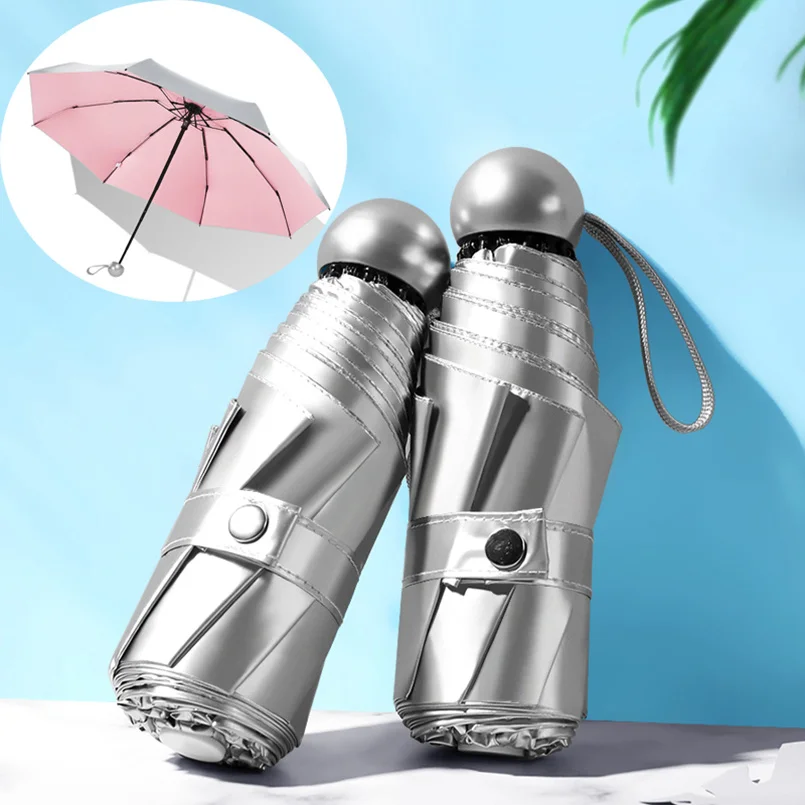 

8-Ribbon Pocket Mini-umbrella Anti-Uv Paraguay Parasol Rain Windproof Light Foldable Portable umbrella For women Men Children