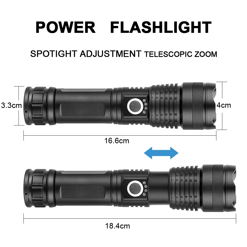 Сверхмощный мощный светодиодный фонарик XHP70.2 XHP50 с usb-зарядным зумом 18650 26650 батарея охотничья лампа фонари напоминание о мощности