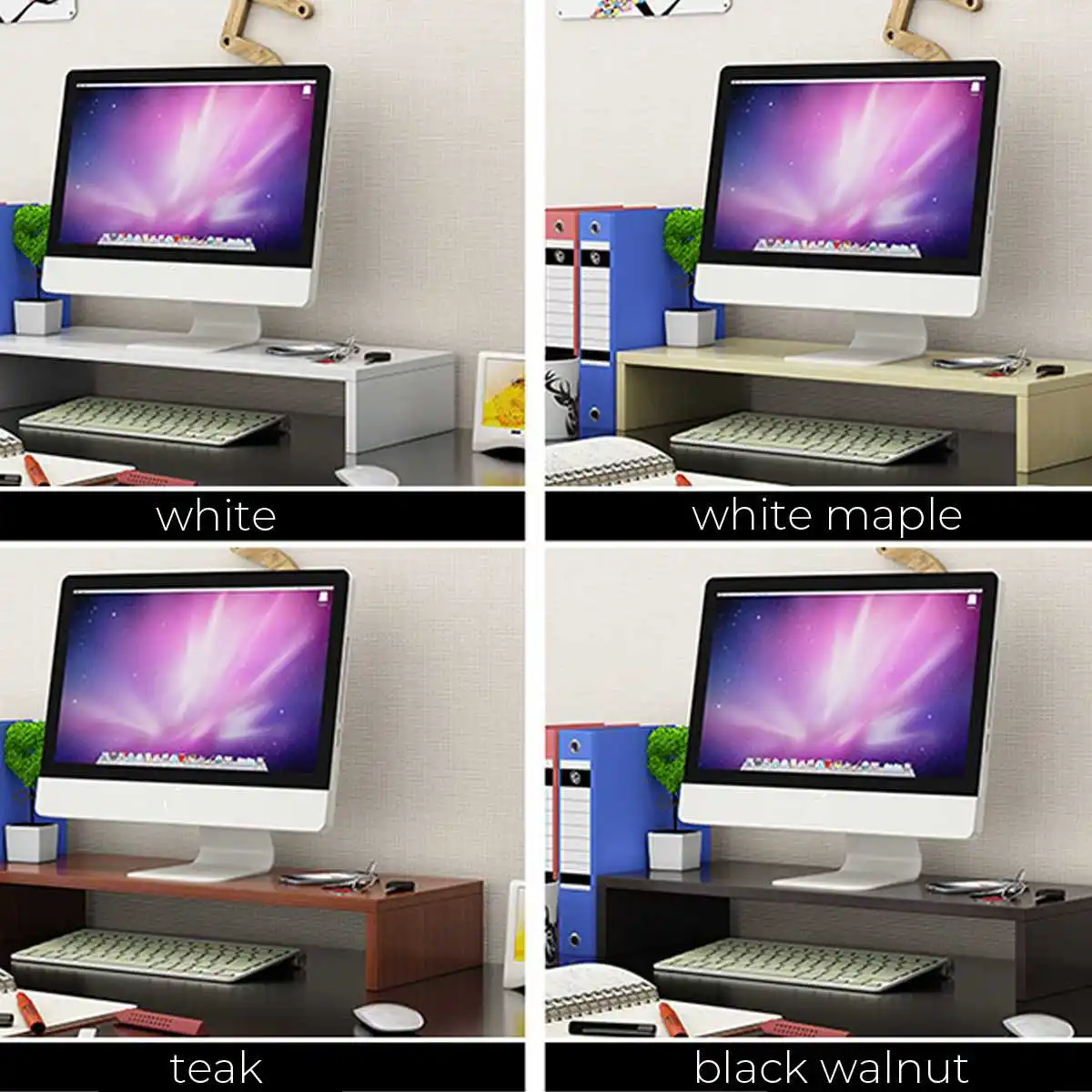 

Wooden Monitor Stand LCD Computer Screen Riser Desktop Storage Slots for Office Supplies Notebook TV Monitor Stands