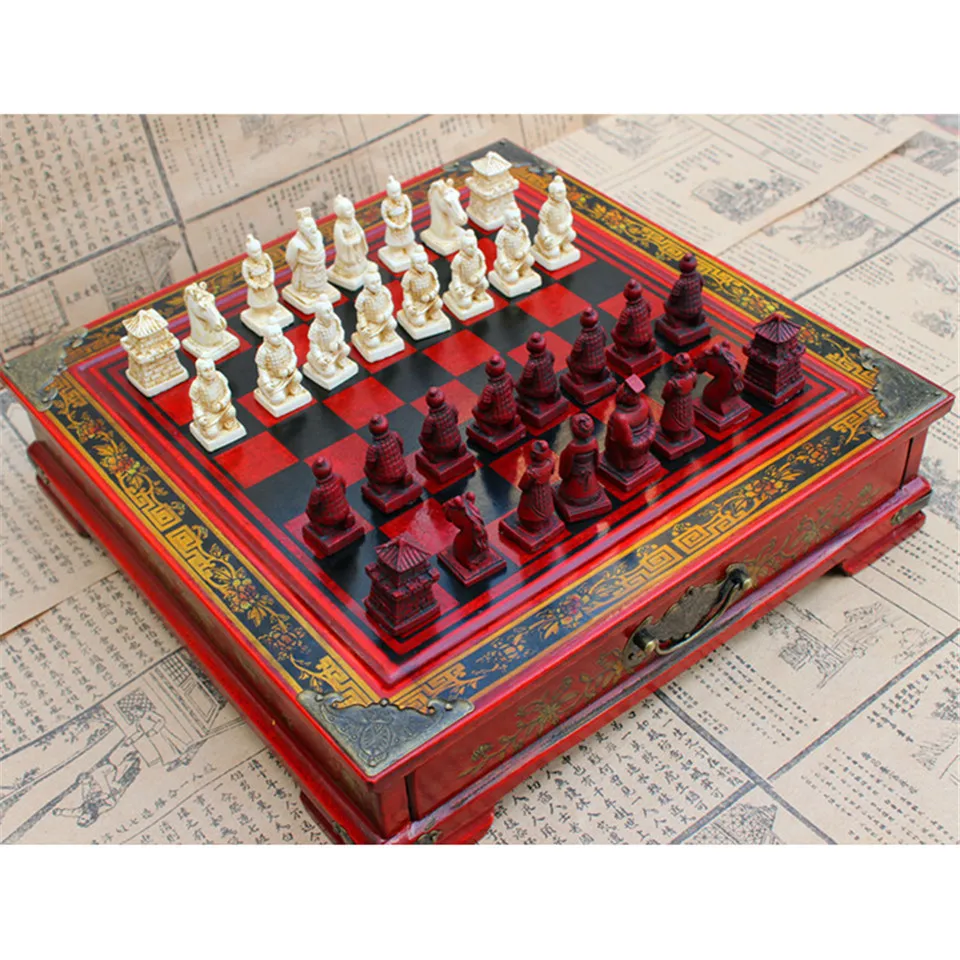 BSTFAMLY деревянный Шахматный набор Terra Cotta Warriors международные шахматы 27*27*7 см