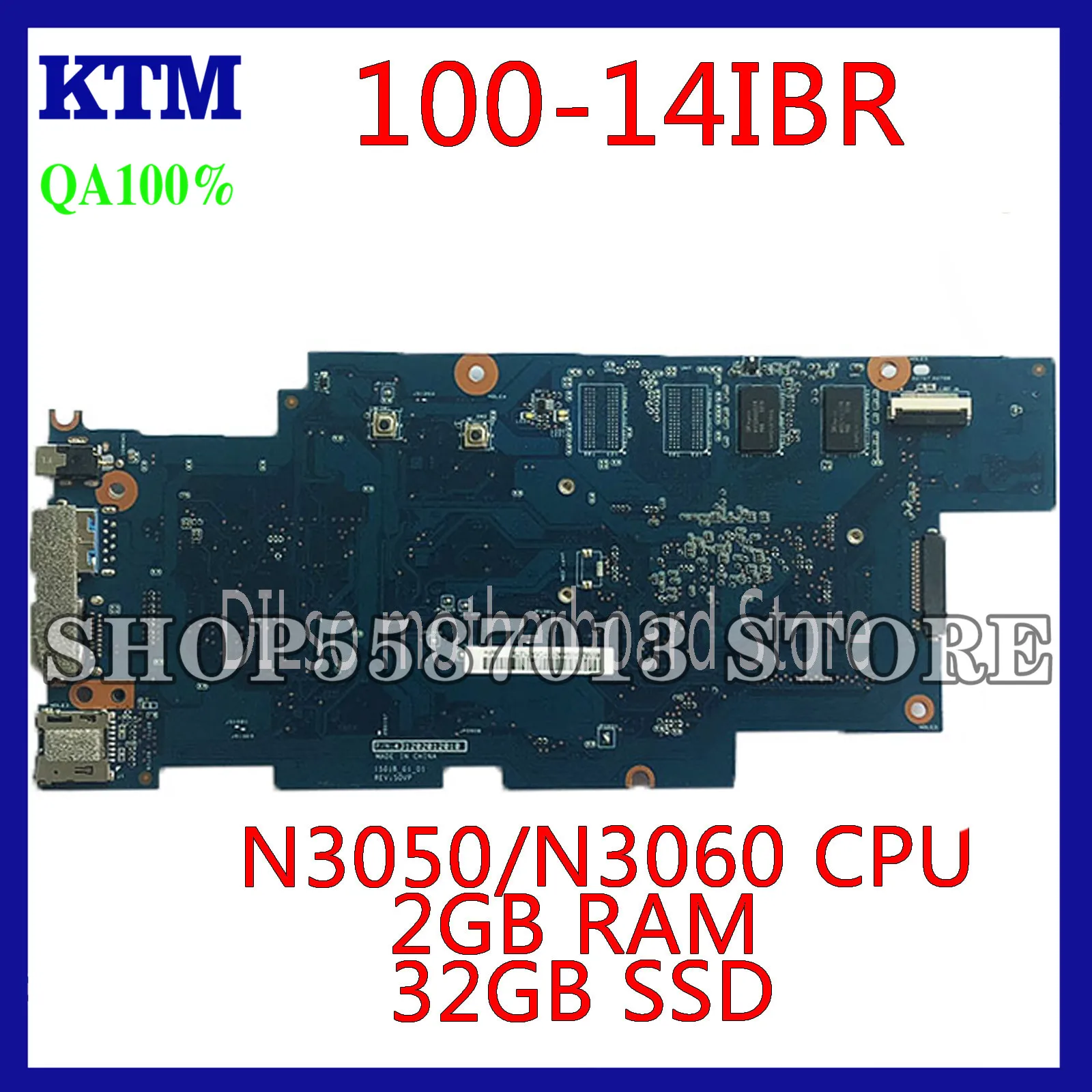 

KEFU 100-14IBR Mainboard For lenovo IdeaPad 100-14 100-14IBR Laptop Motherboard N3050/N3060 CPU 2 GB Test work 100% original