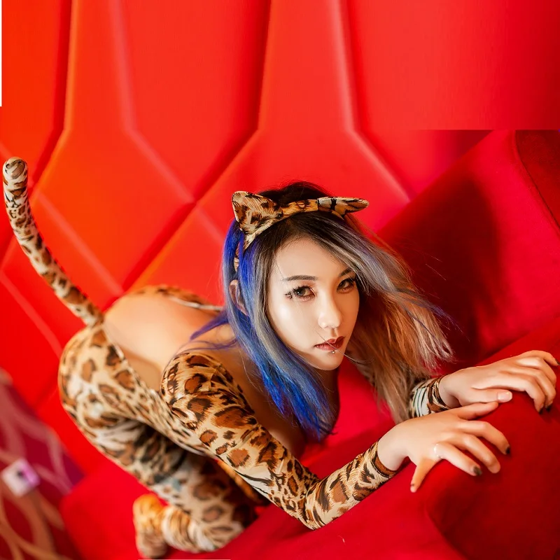 Сексуальные женские леопардовые сетчатые чулки боди с открытой промежностью и