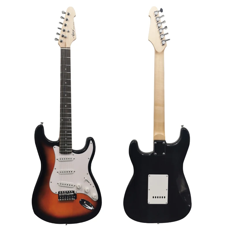 Электрогитара ST 6 струн красный черный зеленый цвет музыкальный инструмент |