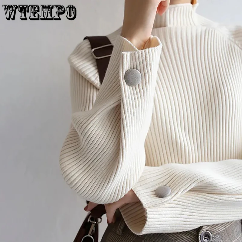 

Winter Turtleneck Sweater for Women Thick Warm Knitted Pullover Sweaters White Jumper Solid Plus Size Loose Woman Sweater Fall