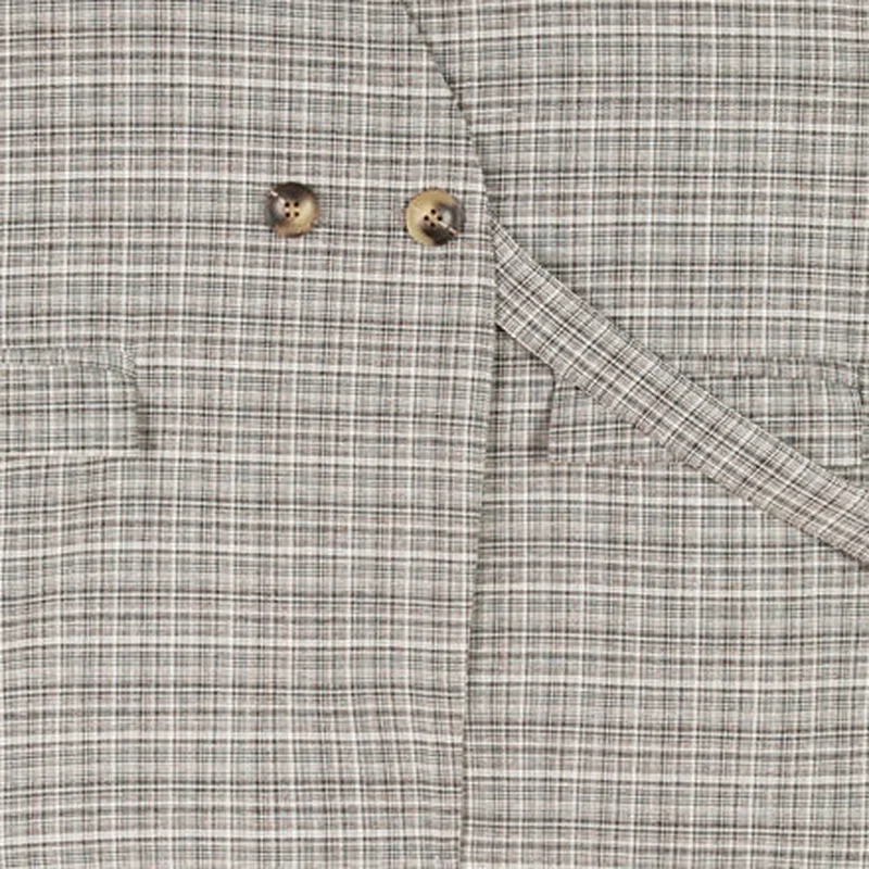 

Waistcoats Women All-match Spring Office Lady Plaid V-Neck Grey Oversized Feminino Elegant Design Clothes Aesthetic Temperament