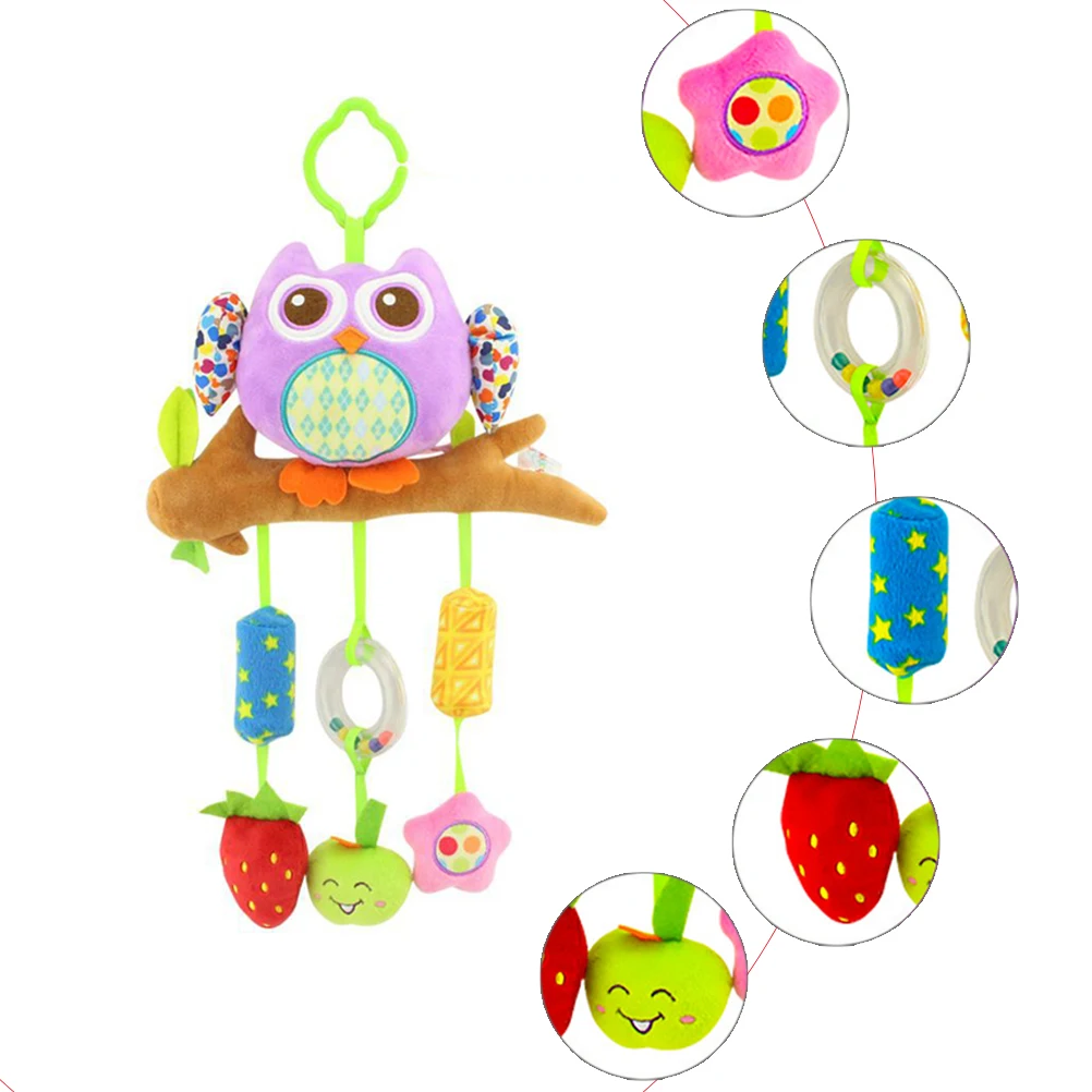 Детская погремушка в виде совы игрушка для детской коляски плюшевая музыкальная