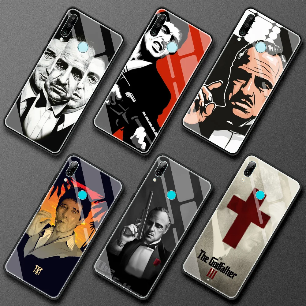 

Scarface Godfather Glass Case for Huawei P30 Lite P40 Pro P Smart Z P20 Y7 Y9 Tempered Coque Y9a Honor 8X 9X 20 Cell Phone Funda