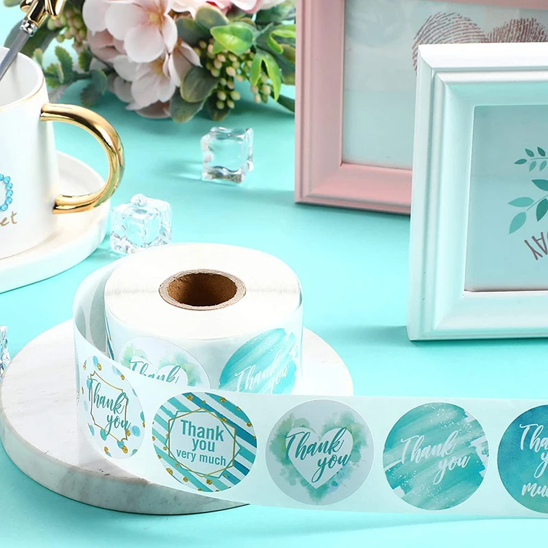 

500Pcs/Roll 2.5/3.8cm Green Bronzing Thank You for Your Order Label Sticker Tags Sticker Stationery Supply Envelope Sealing Labe