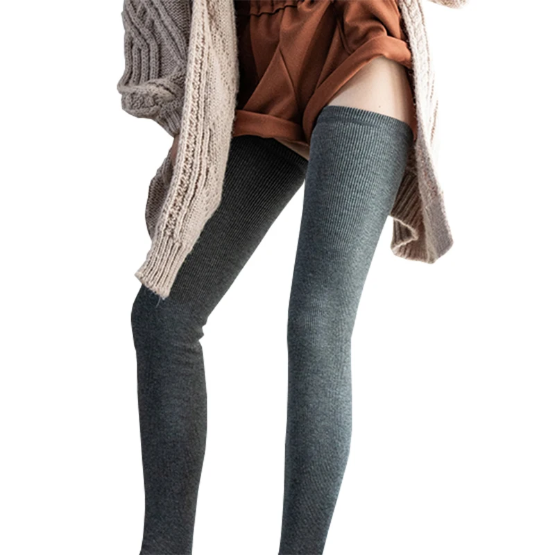 Женские хлопковые теплые чулки уличная одежда толстые длинные носки однотонные