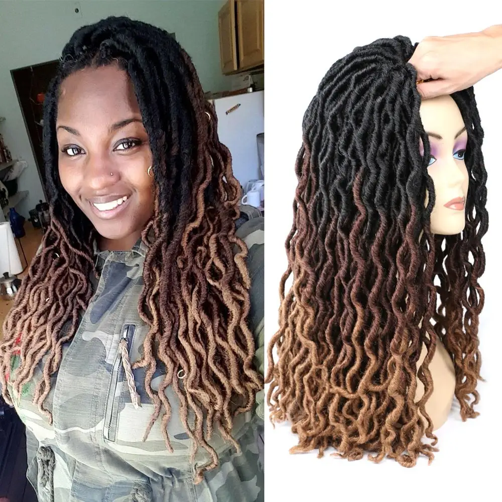 DAIRESS 18 &quotOmbe Gypsy Locs вязанные крючком волосы волнистые искусственные локоны в стиле