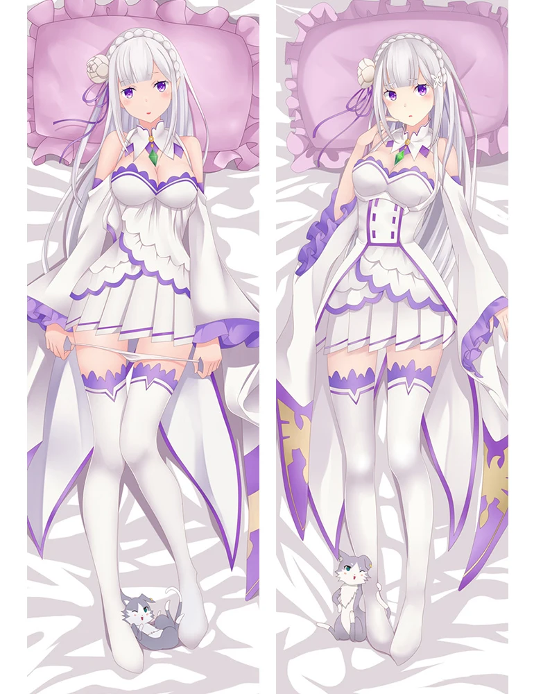 Аниме Re Zero kara Hajimeru Isekai Seikatsu Emilia Rem Ram Beatrice Dakimakura наволочки для подушки|Наволочка| |