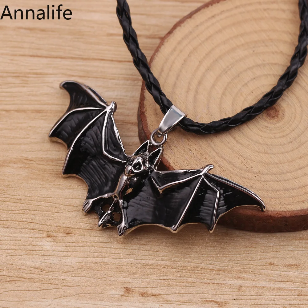 Новинка 2019 винтажное кожаное ожерелье в стиле панк с подвеской летучая мышь