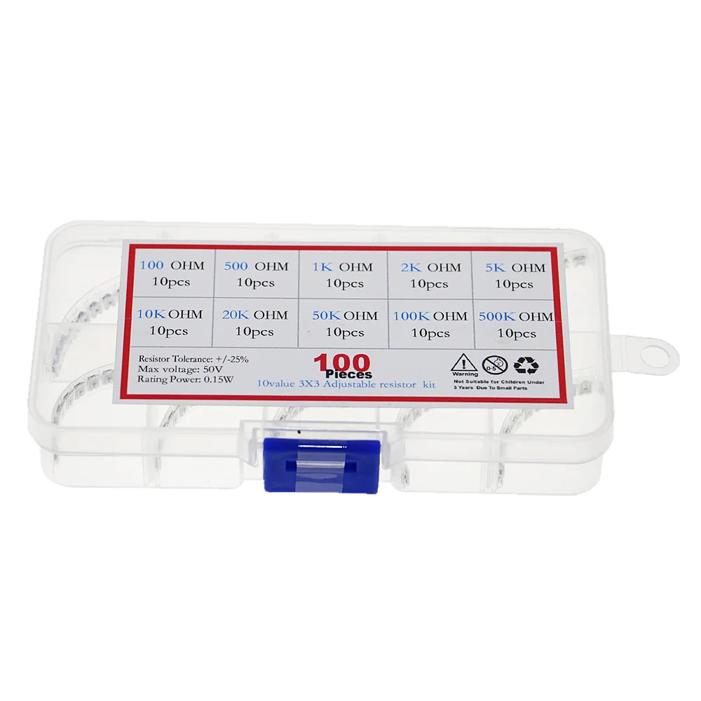 Набор резисторов для триммера 3*3 100 шт. | Электронные компоненты и принадлежности