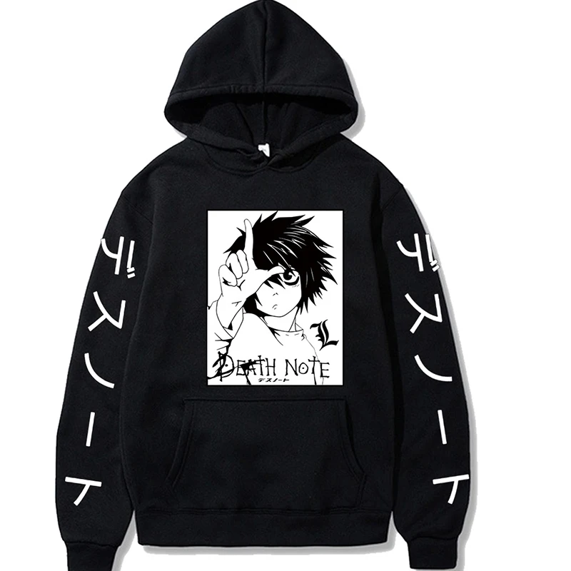 

Oversized Hoodie Death Note Anime Letter Printed Hoodie Harajuku Long Sleeve Kawaii Clothes Men Women Winter Warm Sweatshirt