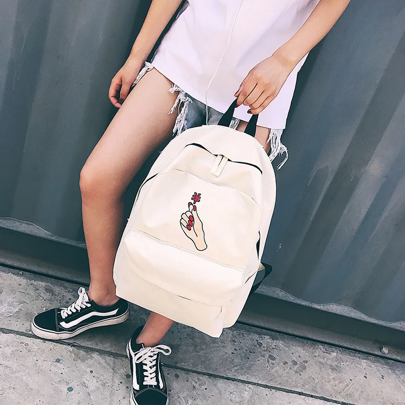 Женский рюкзак из парусины с вышитыми розами школьный для девочек подростков