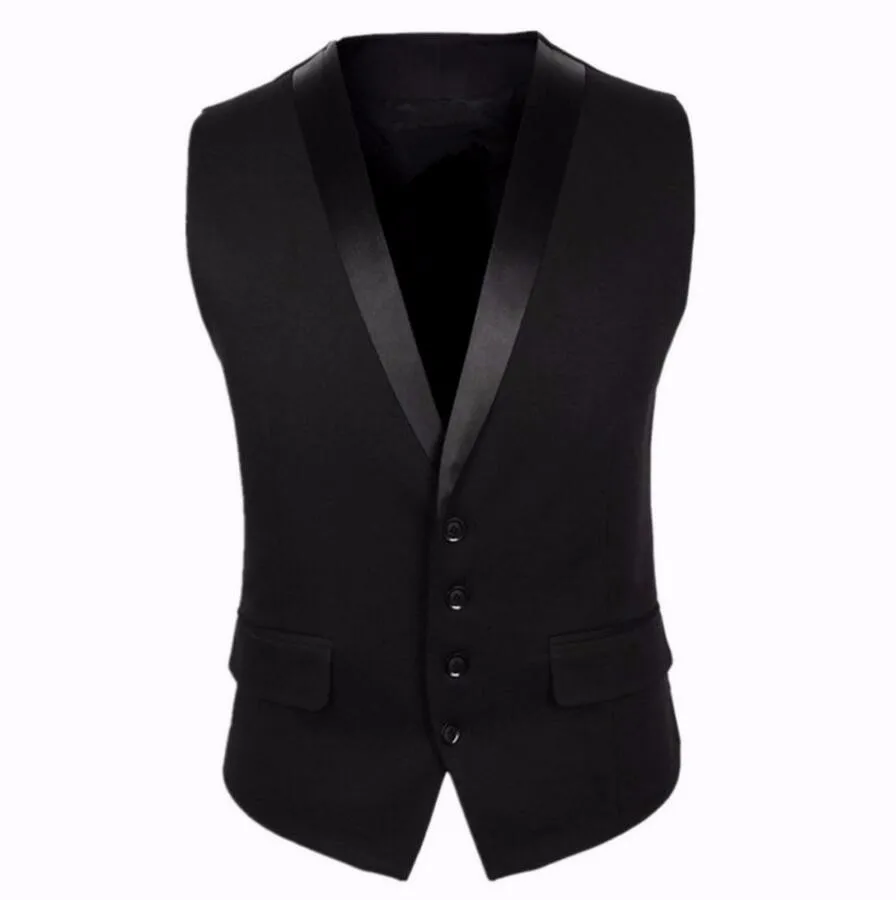 

My Loddy New Black Men Suit Vest Gray Men Wedding Fashion Vest Men Jacket Sleeveless(One Vest)