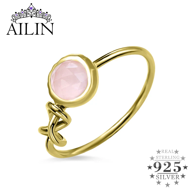 AILIN 18K позолоченное кольцо на заказ женское серебро 925 пробы простые модные