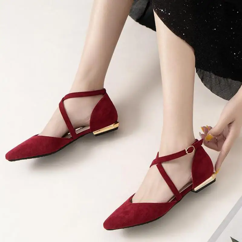 Туфли женские замшевые Мокасины заостренный носок низкий каблук застежка