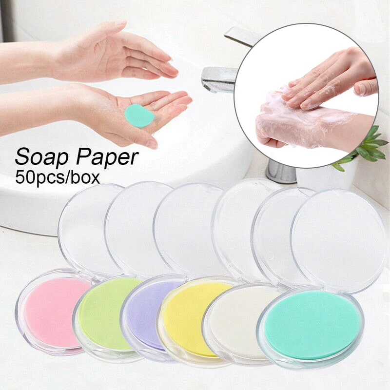 

50 шт Мини Портативный путешествия мыло Бумага листы одноразовые Ручная стирка смеситель для ванны с ароматом Бумага мыло C44