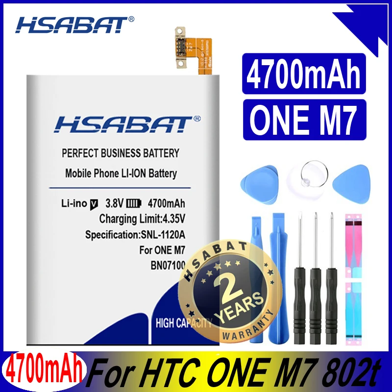 Аккумулятор для телефона HSABAT BN07100 4700 мАч HTC ONE M7 802D 802T 802W 801E 801S 801N HTL22 One J|phone battery|battery