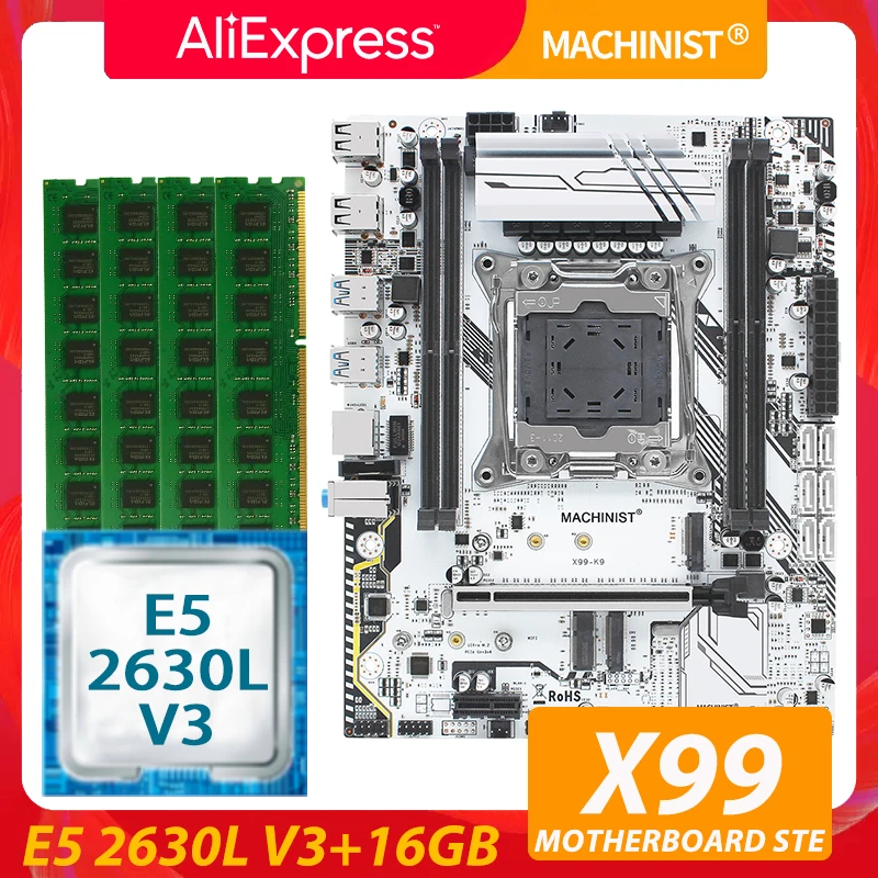 Preise X99 Motherboard LGA 2011-3 Set Kit Mit Intel Xeon E5 2630L V3 CPU 16GB(2*8GB) DDR4 ECC REG RAM M-ATX WIFI NVME M.2 SSD X99-K9
