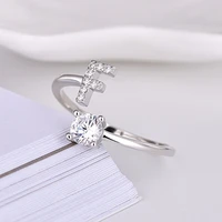 925 sterling silver female sweet ring finger light white zircon a to z latter elegant cricle rings for woman girl party jewelry