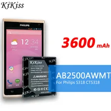 3600mAh AB2500AWMT  New Powerful Battery For Philips S318 CTS318 Phone Battery Replace + Tracking Number