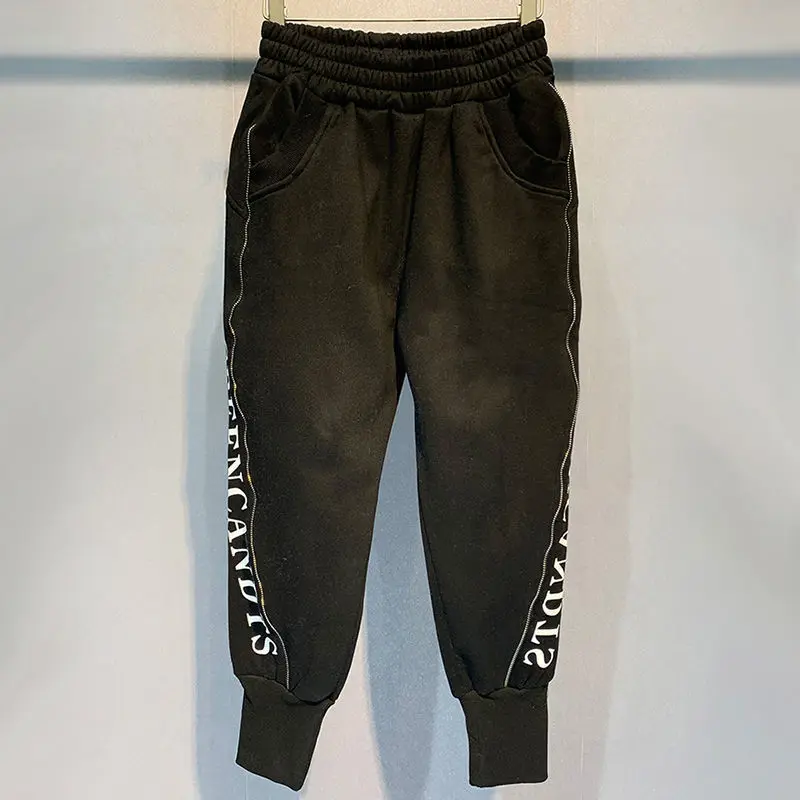 

Top Women's pants traf y2k Women's winter wear loose elastic waist zipper casual small foot Harem Pants Large sports pants