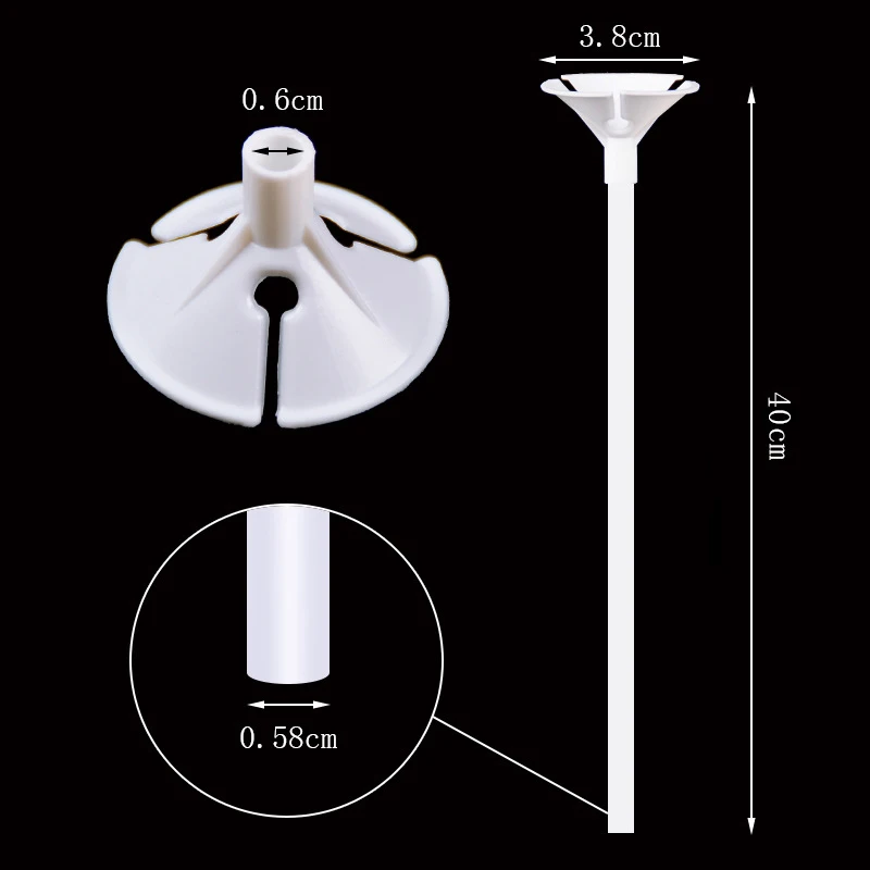 10 шт./лот 40 см латексные палочки для воздушных шаров белые стержни из ПВХ