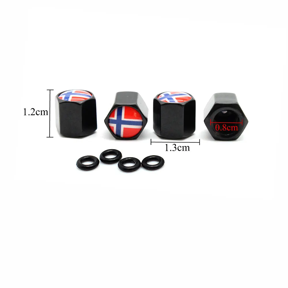 

ZZTZZ 4 Pcs/Set Norway flag Car Valve Caps Car Dust Caps Tire Wheel Stem Air Valve Caps Valve Stem Cover for Cars Moto Bike