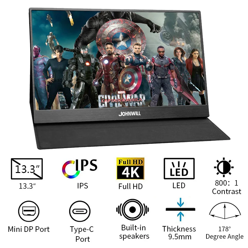 13," дюймовый 4K монитор hdmi Портативный ips type-C ЖК-дисплей с DP входом игровой дисплей для Pi PS3/PS4/Xbox 360 компьютер ПК