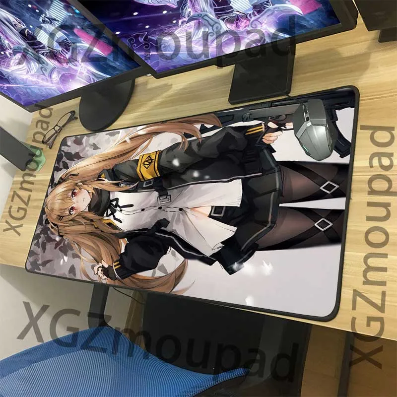 

XGZ Game Big Mouse Pad Exquisite Black Seaming Girl Front Line Game Internet Cafe Computer Desk Mat Rubber Non-slip Table Mat