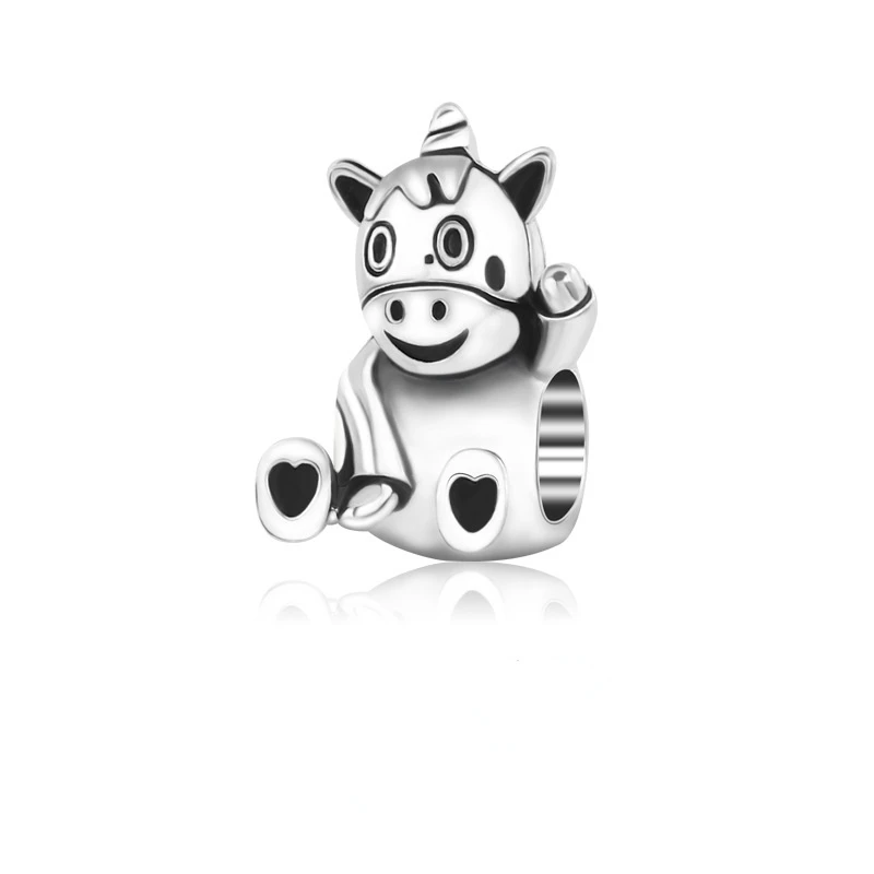 

New Zinc Alloy Charms Cute Unicorn Pig Bear Animal Hollow Flower Heart Beads Fit Women Bracelets Bangles DIY Jewelry Making