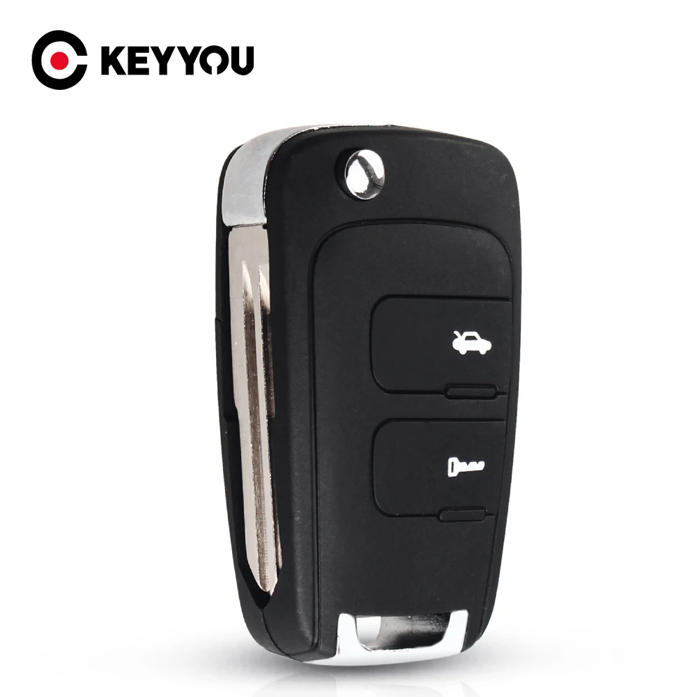 

KEYYOU For Chevrolet Epica Modified Flip Folding Remote Key Shell Case Fob 2 Button With Uncut Left Blade