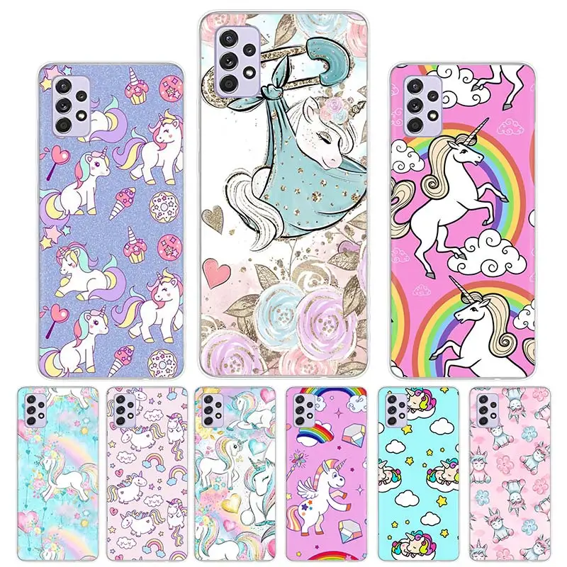 

Cute Baby Unicorn Case Funda For Samsung Galaxy A52 A51 A50 A71 A72 A70 A12 A22 A31 A32 A21S A30 A40 A41 A42 A11 Cover Coque