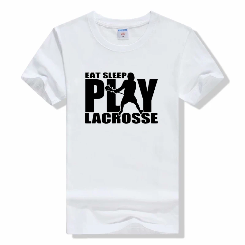 

eat sleep play lacrosse letter Print T Shirt Fashion men O-Neck Short Sleeve T-Shirt Funny Men women Harajuku Tee Tops