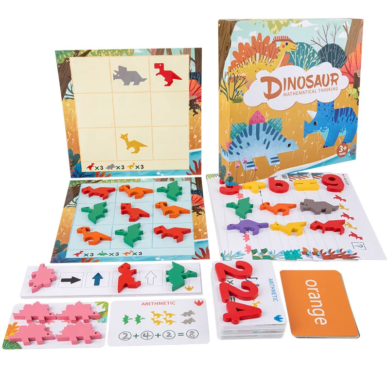 Детский динозавр, математическое учебное пособие, детские развивающие математические игры, познавательные обучающие деревянные игрушки