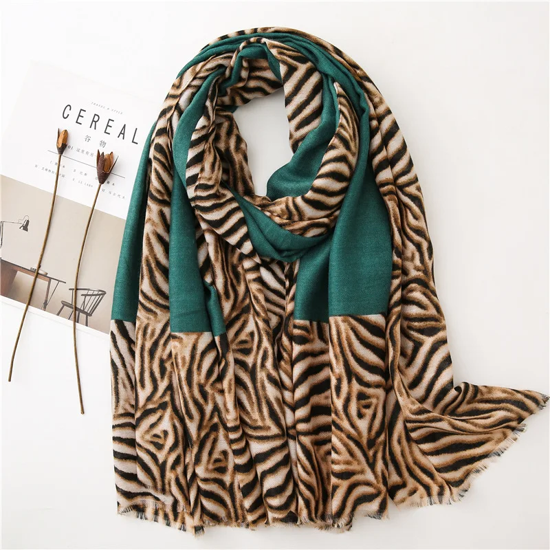 2019 Модный женский шарф из хлопка длинный Зебра шаль с принтом мусульманский